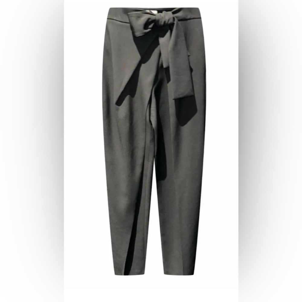 Chloe Black Pants Attached Wrap Tied Belt FR 42